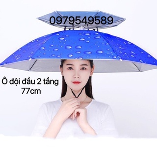 Ô dù đội đầu 2 tầng đa năng dùng để đi câu, làm vườn, dã ngoại, du lịch gấp gọn tiện lợi