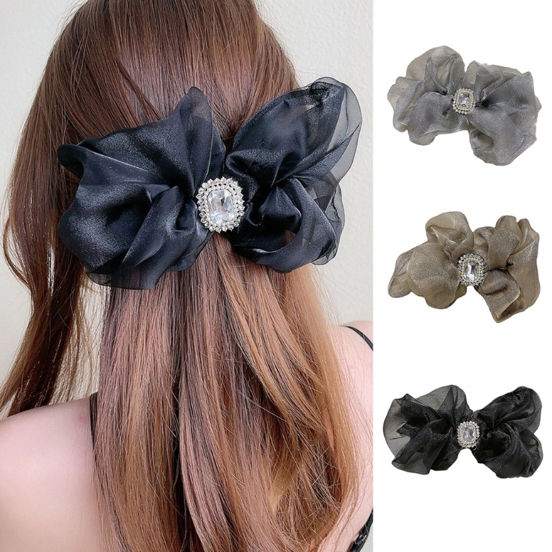 Kẹp Tóc Hình Nơ Lớn Bằng Vải Organza Cho Nữ