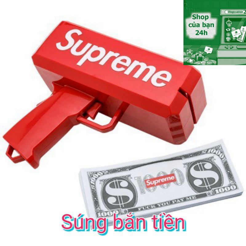 S24 - Súng Bắn Tiền Supreme Full Box Tặng Kèm 100 Tờ Tiền Dolar Supreme sale