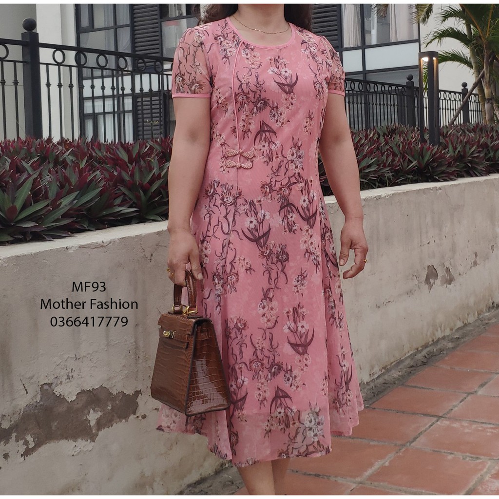 Đầm trung niên cao cấp, váy nữ trung niên. váy quý bà trung tuổi cho mẹ cho bà MF93