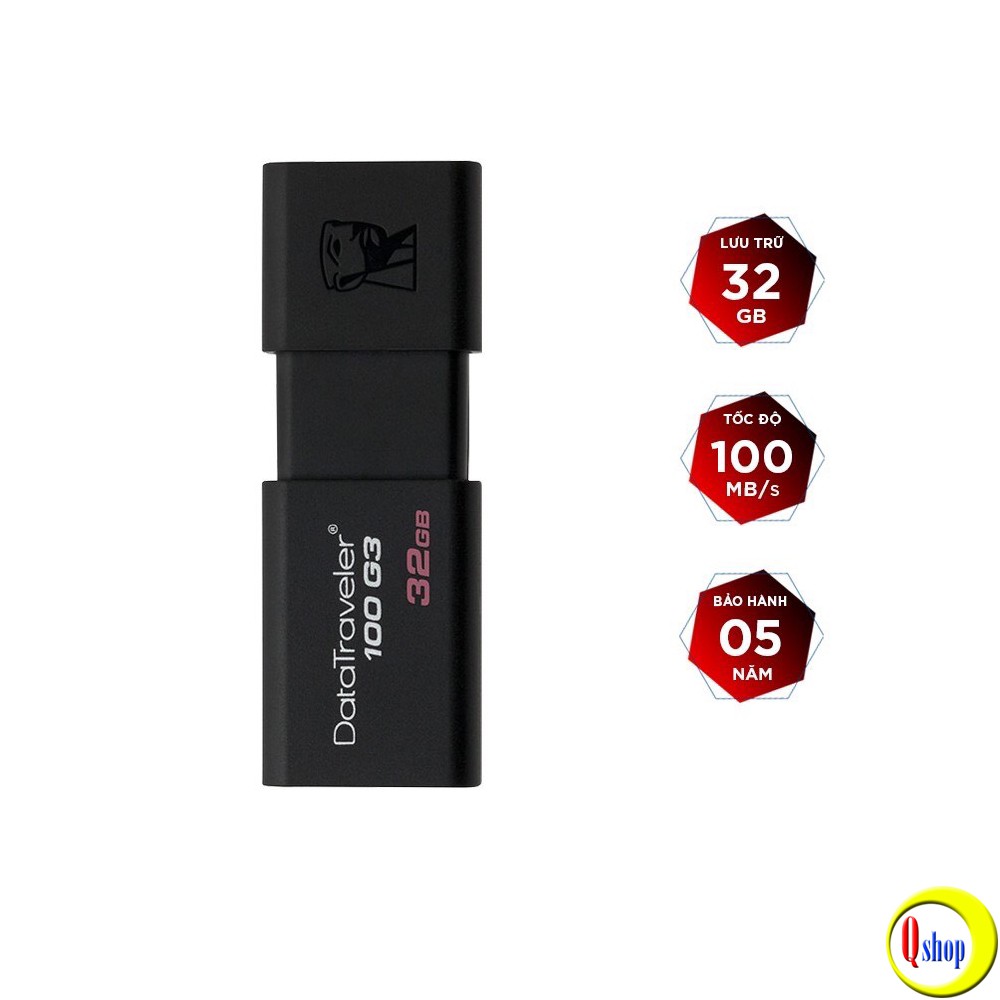 [Mã ELFLASH5 giảm 20K đơn 50K] USB Kingston DT100G3 32GB nắp trượt tốc độ upto 100MB/s - Chính hãng | BigBuy360 - bigbuy360.vn