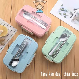 Hộp đựng cơm văn phòng+Túi,đũa thìa inox, Hộp đựng thức ăn, thực phẩm, Bao gồm cả túi và muỗng nĩa