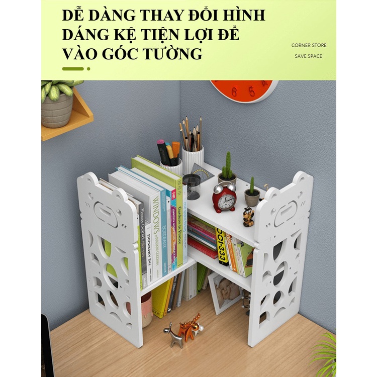Kệ sách để bàn bằng gỗ nhựa PVC xinh xắn và tiện nghi NK06