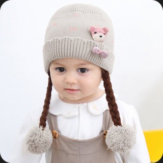 Mũ/Nón LEN 2 bím tóc M62_cho bé 3 tháng đến 15 tháng