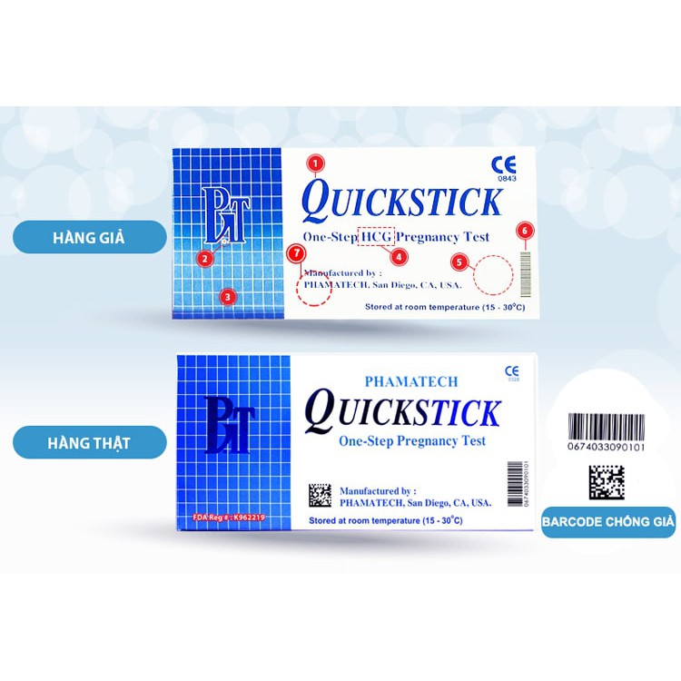 Que thử thai Quickstick hộp 1 que thử kèm cốc