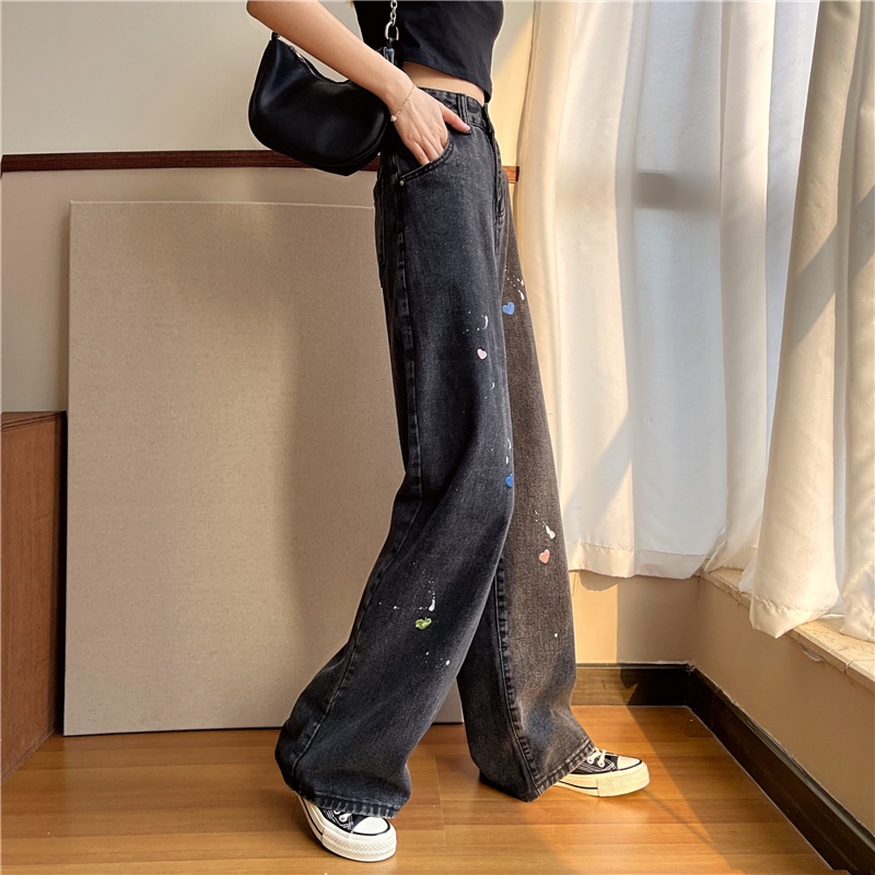Quần Jeans Nữ Lưng Cao Ống Rộng Thời Trang Hàn Quốc