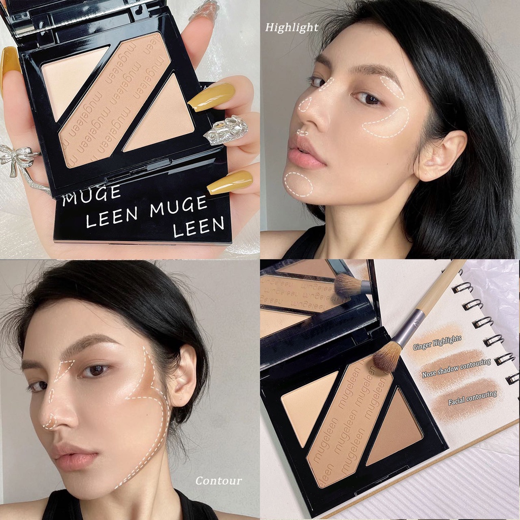 Bảng Phấn Bắt Sáng 2 / 3 Màu Lì 3D Lâu Trôi Làm Sáng Da Dành Cho Trang Điểm Mặt / Mũi