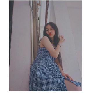 Đầm Caro 2 Dây Đuôi Cá Xếp Ly (kèm ảnh thật)