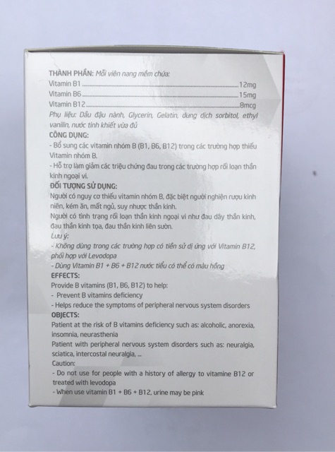 SOFT 3B VITAMIN PLUS kingphar,hỗ trợ người thiếu nhóm b1,b6,b12 trường hợp dối loạn thần kinh ngoại vị