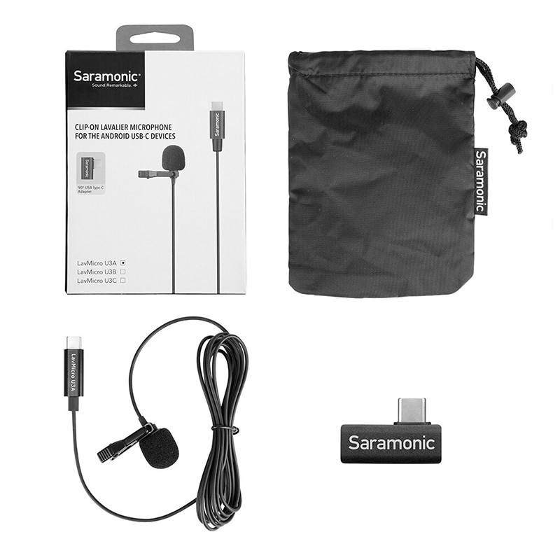 Micro cài áo có dây cổng Type-C thu âm cho điện thoại, máy tính bảng android | Saramonic Lavmicro U3A