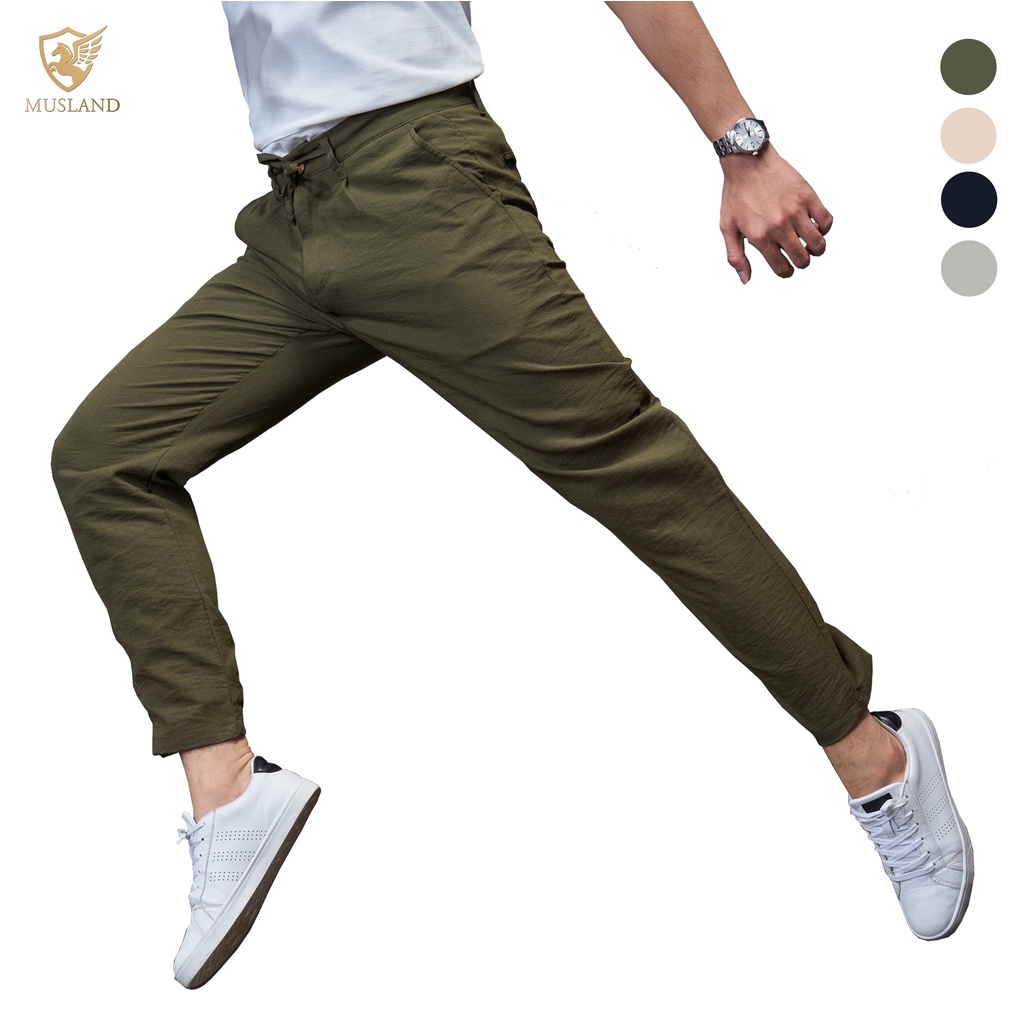 Quần Đũi Linen Musland KKOL001 - Quần Đũi Ống Suông Cao Cấp Thấm Hút Mồ Hôi, Co Giãn