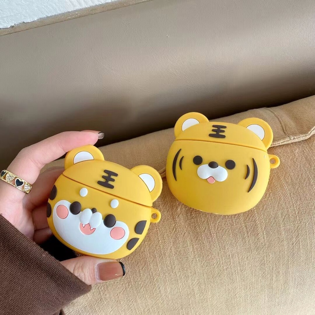 Vỏ Bảo Vệ Hộp Sạc Tai Nghe airpods 1 2 3 pro Bằng Silicon Mềm Hình Hổ Có Móc Treo 2022