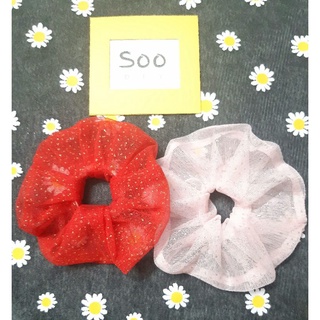 Dây cột tóc Scrunchies tiểu thư ren kim tuyến DIY