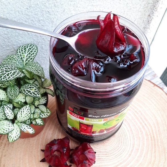 Syrup kèm mứt hoa Hibiscus/Atiso đỏ/Lạc thần/Bụp giấm/ Rosele (cực giòn)