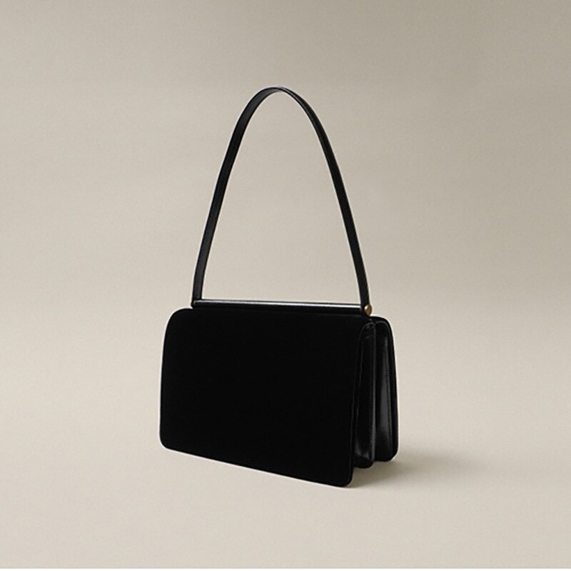 Túi xách đeo vai JASMIN NOIR dáng vuông vải nhung thiết kế đơn giản thời trang dành cho nữ