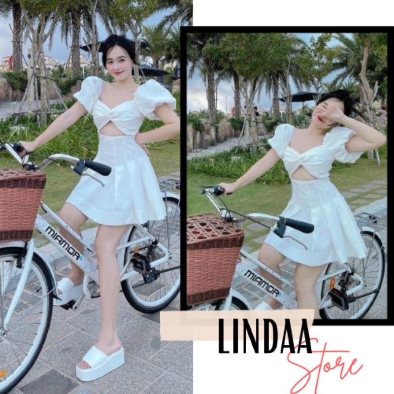 ĐẦM DỰ TIỆC XOẮN NGỰC TAY PHỒNG TENNI DRESS