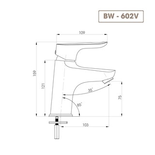Vòi chậu BASIC BW- 602V nóng lạnh 1 lỗ