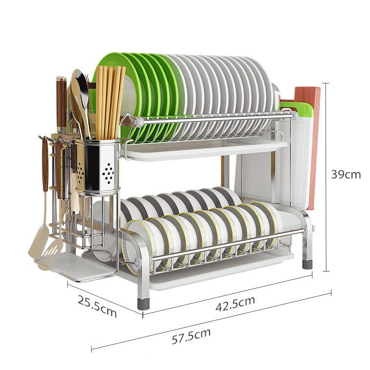 [ƯU ĐÃI] Giá để bát đũa inox đa năng, Kệ chén đũa thông minh tiện lợi kèm khay đựng