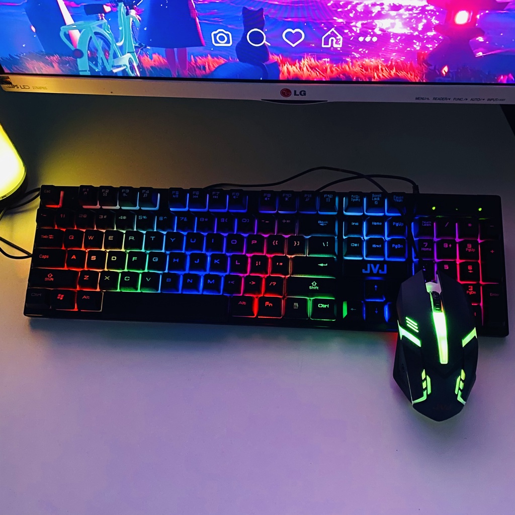 Bộ Bàn Phím Kèm Chuột Gaming G200 Plus JVJ Có Dây, LED Nhiều Màu Phong Cách Hiện Đại, Ấn Tượng - BH 6 Tháng