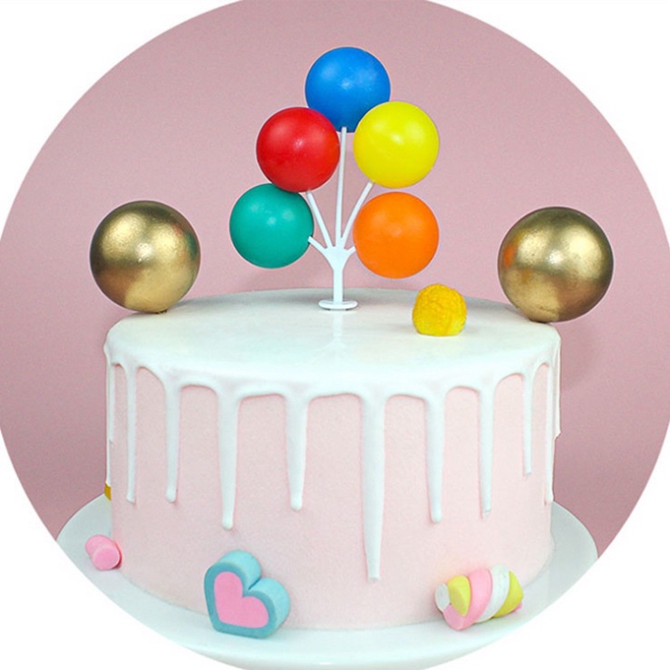 trang trí bánh kem hiện đại [FREESHIP] chùm bóng nhựa sắc màu trang trí bánh