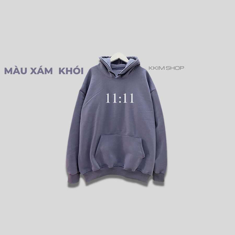 Áo Nỉ HOODIE 11:11 XANH LÁ, Áo hoodie unisex nam nữ form rộng oversize chất liệu Nỉ bông cao cấp KKIM SHOP