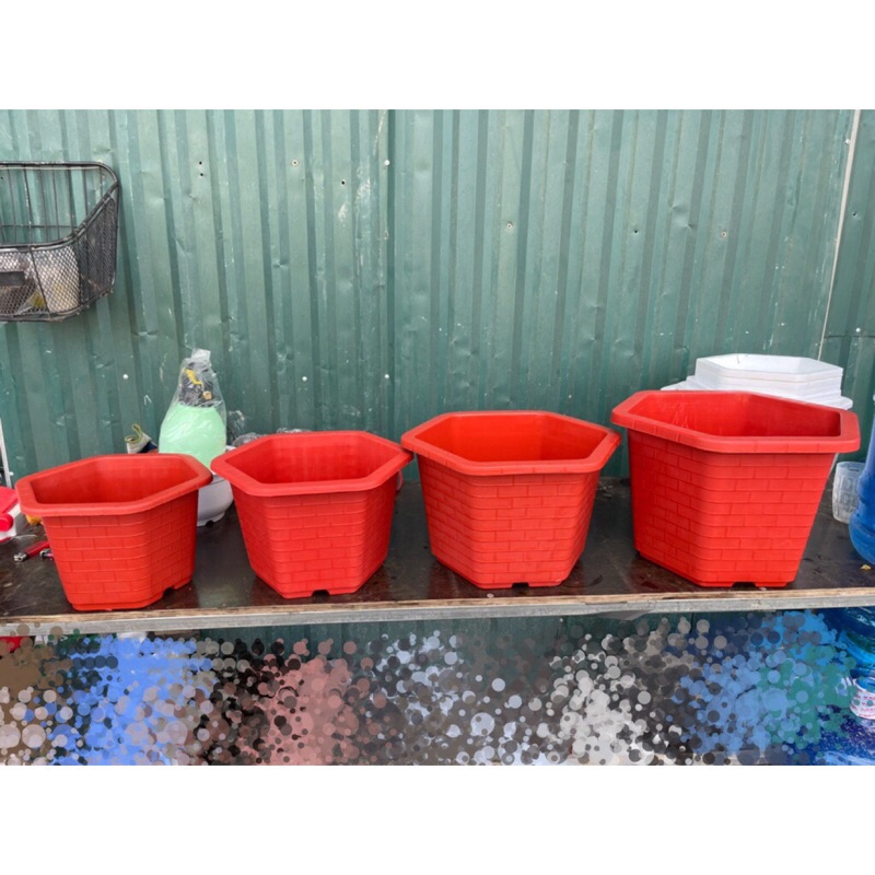 Chậu nhựa trồng cây lục giác FA350, FA380, FA450, FA480 mầu đỏ gạch, mầu Trắng, mầu đen, hàng đẹp và sẵn kho