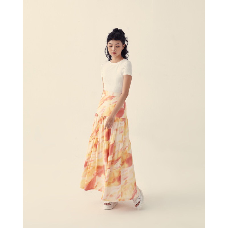 [Mã FAGREAT55 giảm tới 50K đơn 250K] Váy Maxi dài (Trắng-Cam) | BigBuy360 - bigbuy360.vn