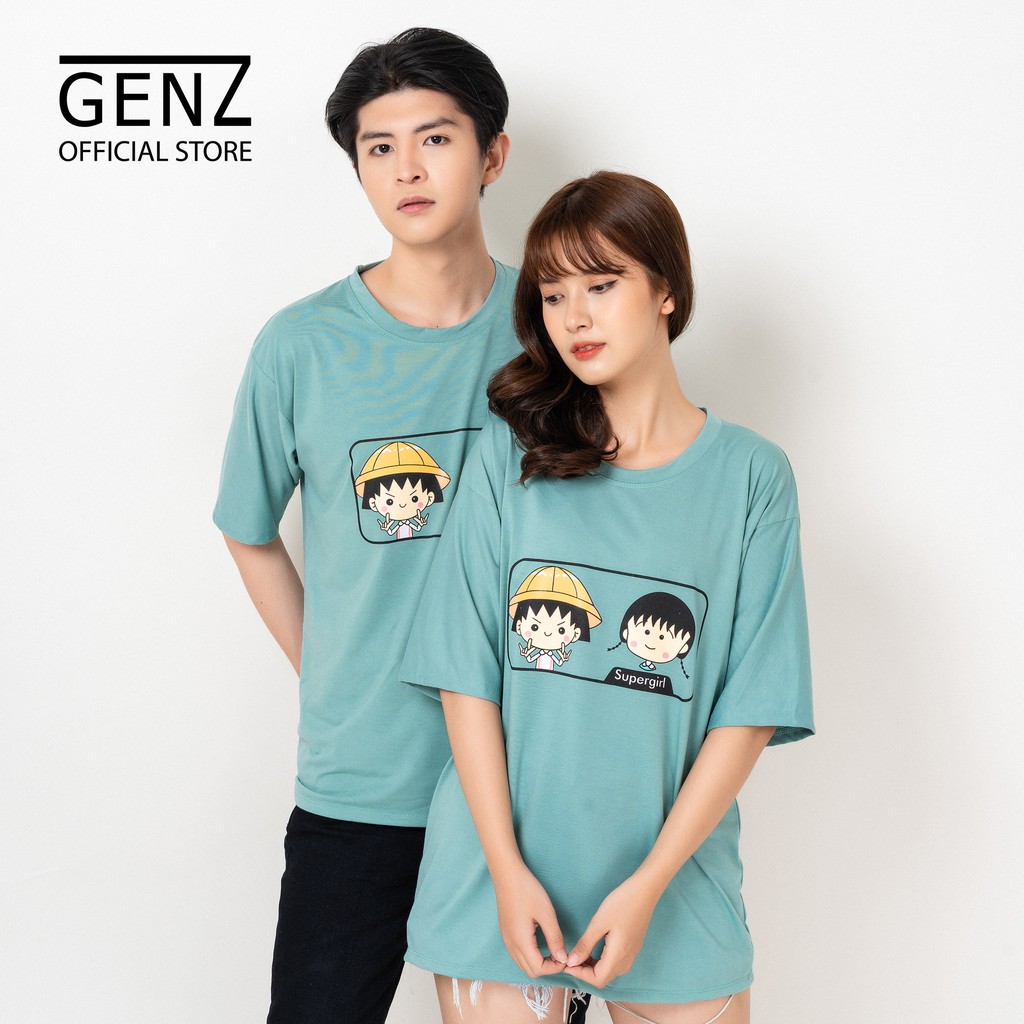 Áo thun tay lỡ nam nữ GENZ form rộng, full hộp, Supper Girl, Xanh - Z42