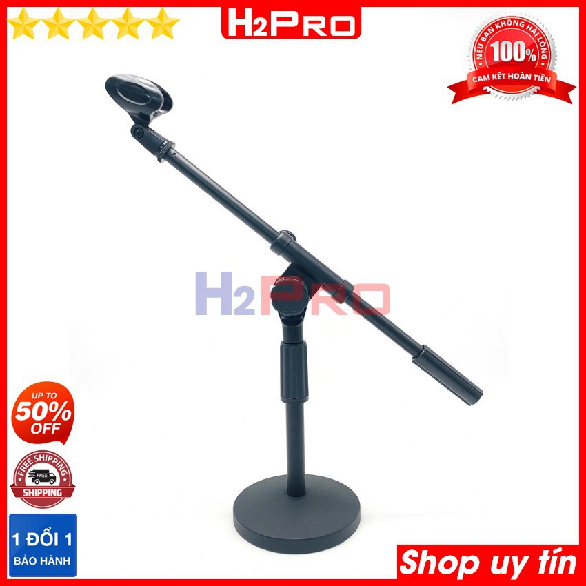 Chân micro đứng để bàn H2Pro cao tối đa 80cm, chân gắn micro đứng để bàn cao cấp đế đúc chắc chắn-thân hợp kim phủ sơn