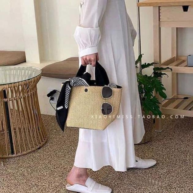 🎁 (quà tặng 0đ)Túi Cói Cầm Tay Bản To 🍁FREESHIP🍁Túi đeo vai GaLiCiCi bằng vải rơm dệt thời trang đi biển cho nữ