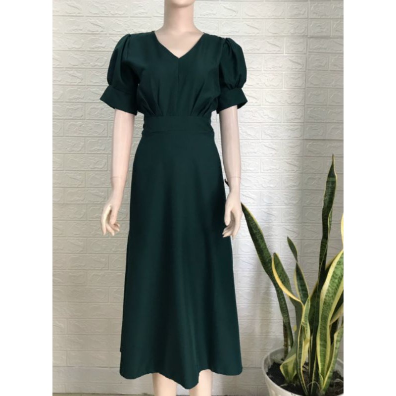 ĐẦM MAXI XẾP LY CỔ V