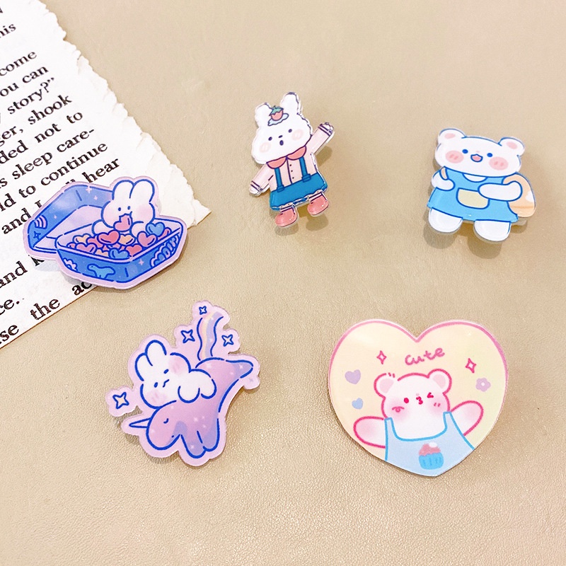 Set 5 ghim cài áo Envirosax chủ đề hoạt hình dễ thương