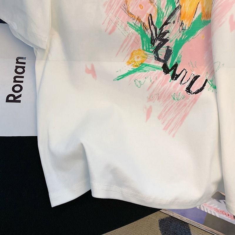 Áo Thun Tay Ngắn In Họa Tiết Hoa Trừu Tượng Thời Trang Mùa Hè Mới Cho Nữ