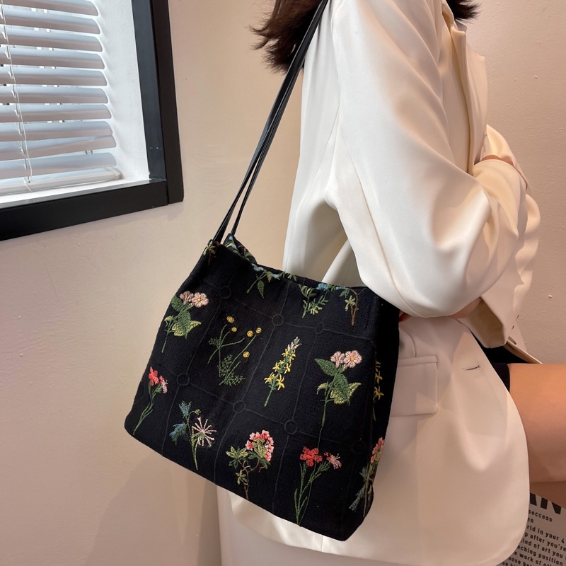 Túi Xách canvas Cỡ Lớn Thêu Họa Tiết Thời Trang Mùa Hè Cho Nữ 2022