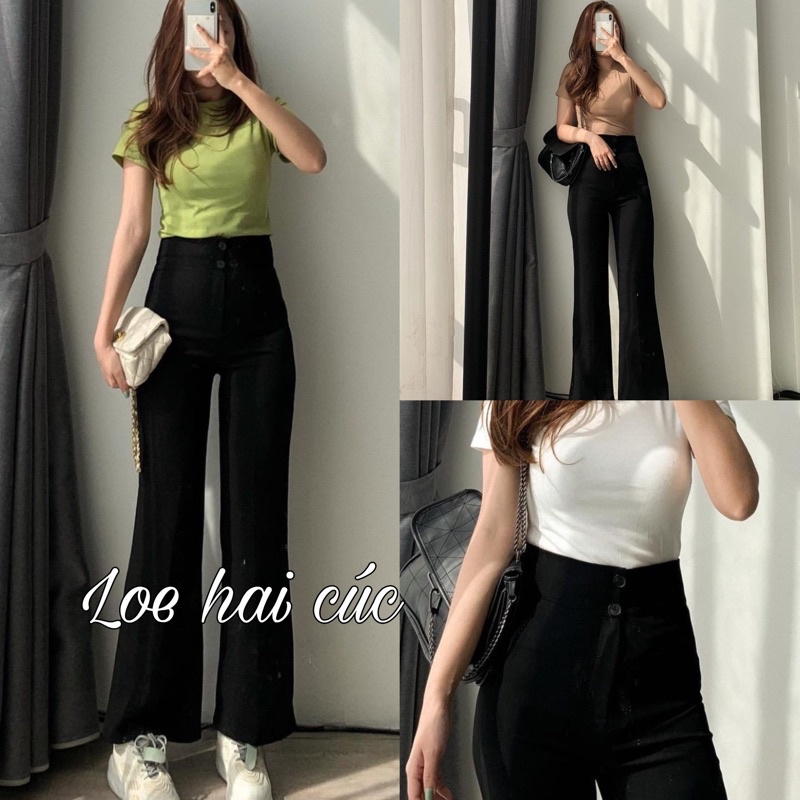 [Ảnh thật/Video]Quần vẩy loe nhiều màu 1 cúc / 2 cúc tôn dáng Quần ống loe dáng dài công sở