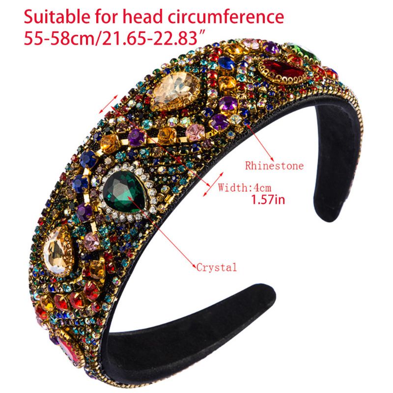 Flgo Băng Đô Đính Đá Hình Giọt Nước Dạng Gợn Sóng Bằng Kim Loại Nhiều Màu Sắc Phong Cách Baroque