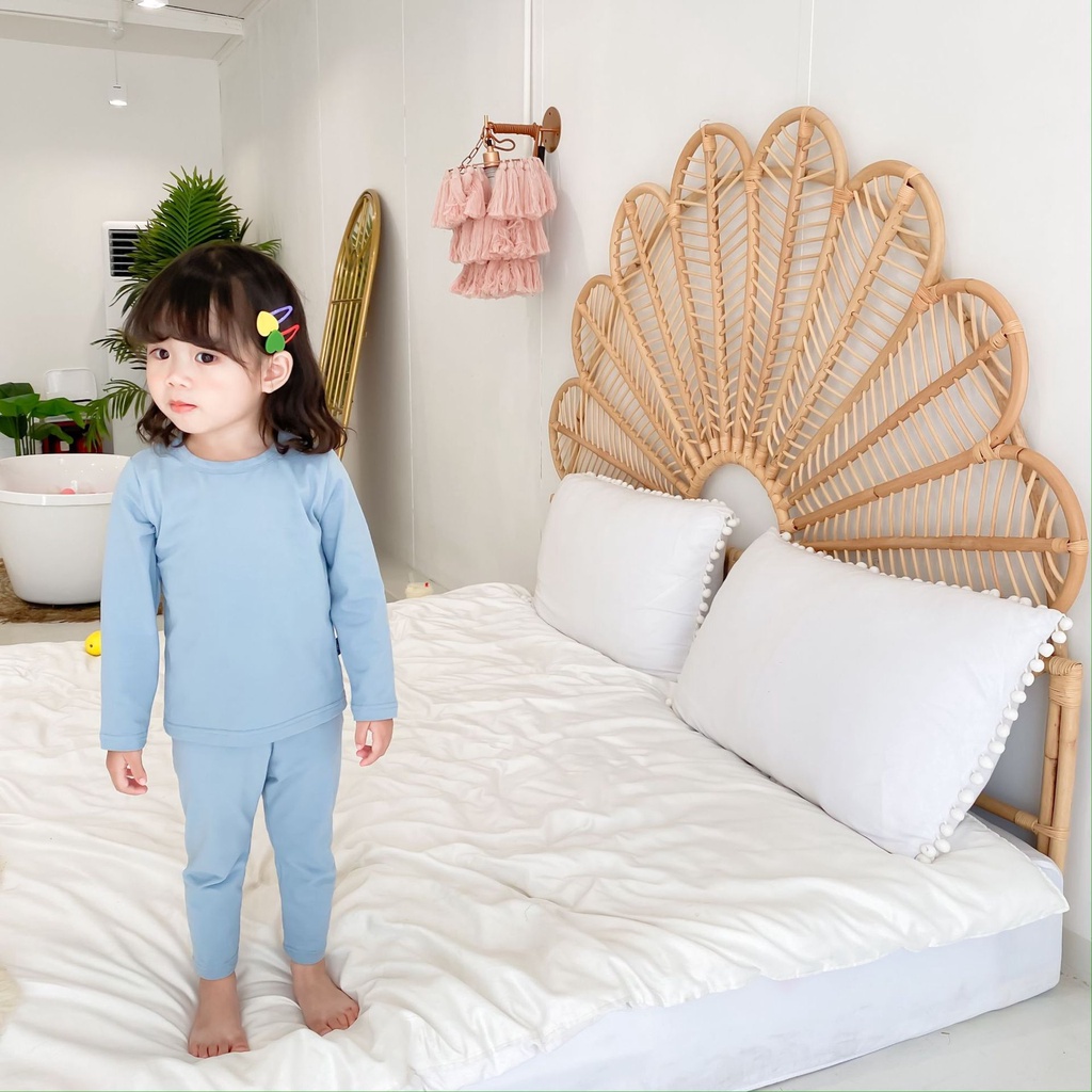 Đồ Bộ Bé Trai Bé Gái Vải Thun Lạnh Trơn Mềm Mát Minkymom, Quần Áo Trẻ Em - Bộ Dài Tay Cho Bé Mặc Ngủ Điều Hòa BabyGao