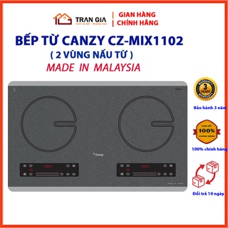 Bếp từ đôi Canzy CZ MIX1102 Kính Kanger vân tuyết chống bám bẩn Bảo hành chính hãng 3 năm