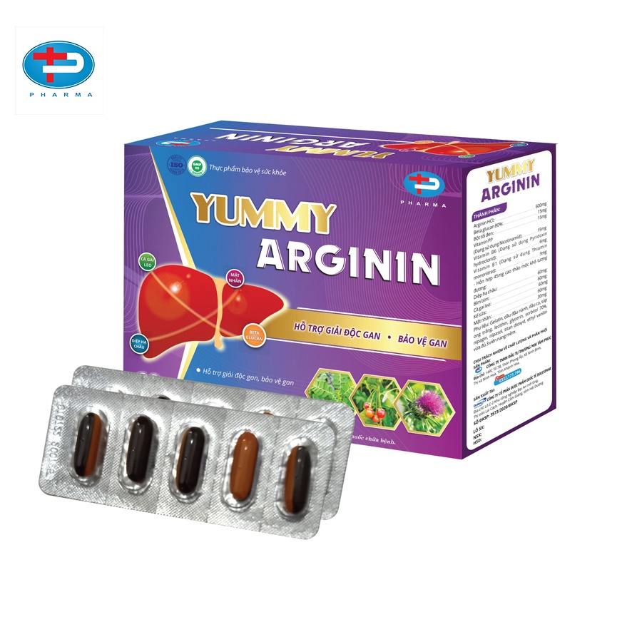 Viên Uống Yummy Arginin TÂM PHÚC PHARMA Hỗ Trợ Giải Độc Gan, Bảo Vệ Gan, Hỗ Trợ Tăng Cường Chức Năng Gan