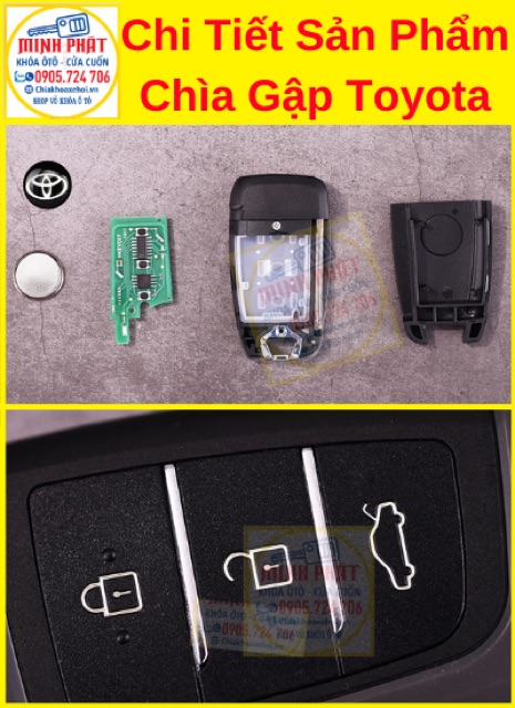 Chìa Khoá Gập Xe Toyota Innova, Vios, Fortuner, Camry, Corolla Altis, Yaris, Hilux