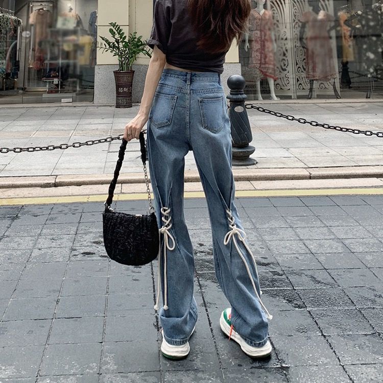 [Jeans] Quần Jean Nữ Cạp Cao Dáng Rộng Mùa Xuân Thu Phong Cách Mới