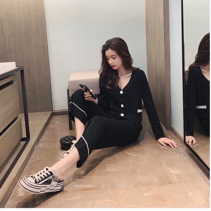 Set áo + quần dài ống rộng lưng cao phong cách mới năm 2021 cho nữ