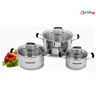 Bộ nồi inox 3 đáy Sunhouse SH782 - 3 nồi