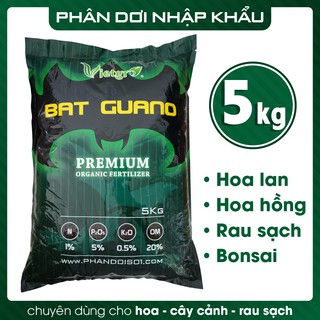 Phân Dơi Hữu Cơ BAT GUANO (Túi 5kg) - Chuyên dùng bón cho hoa lan, hoa hồng, rau màu, bonsai