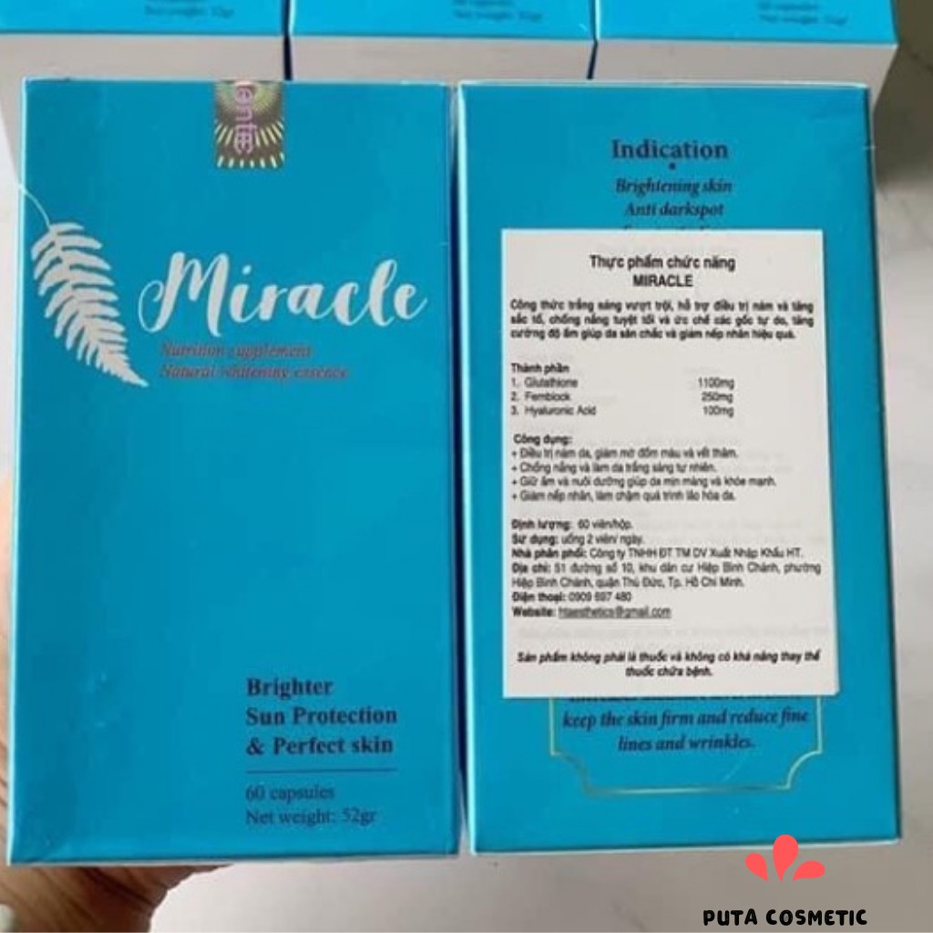 Viên uống Miracle ❤️ Viên uống chống nắng, sáng da hỗ trợ điều trị nám 60 viên