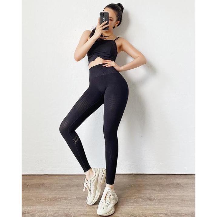 Quần Tập Gym Nữ [LEGGING] Kiti Lưới Form Chun Siêu Tôn Mông [ĐỒ TẬP GYM NỮ]