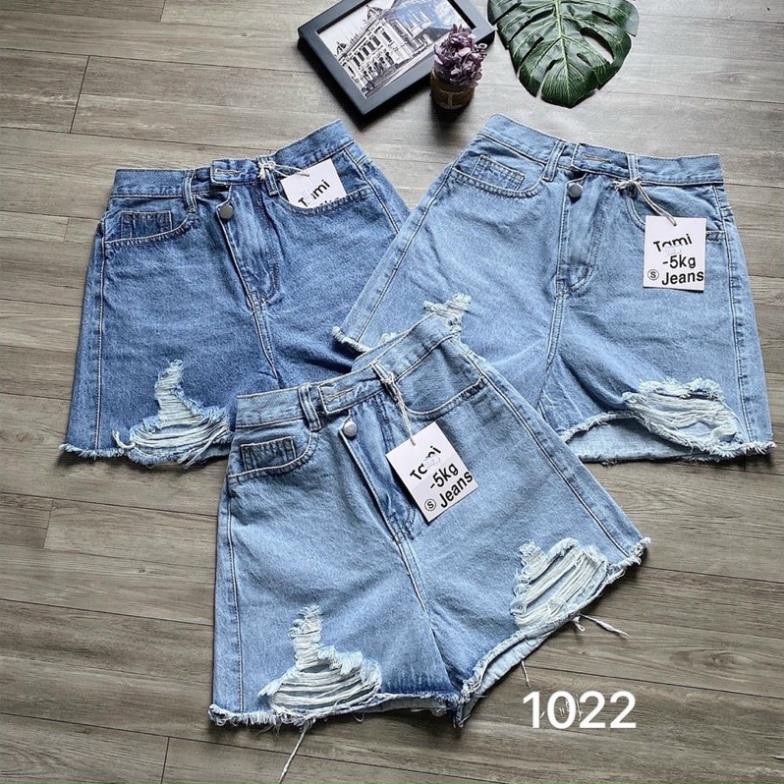 Quần short jean nữ rách size từ 40kg đến size đai 75kg mẫu rách quần short lưng cao hàng VNXK MS1022 - 2KJean ་