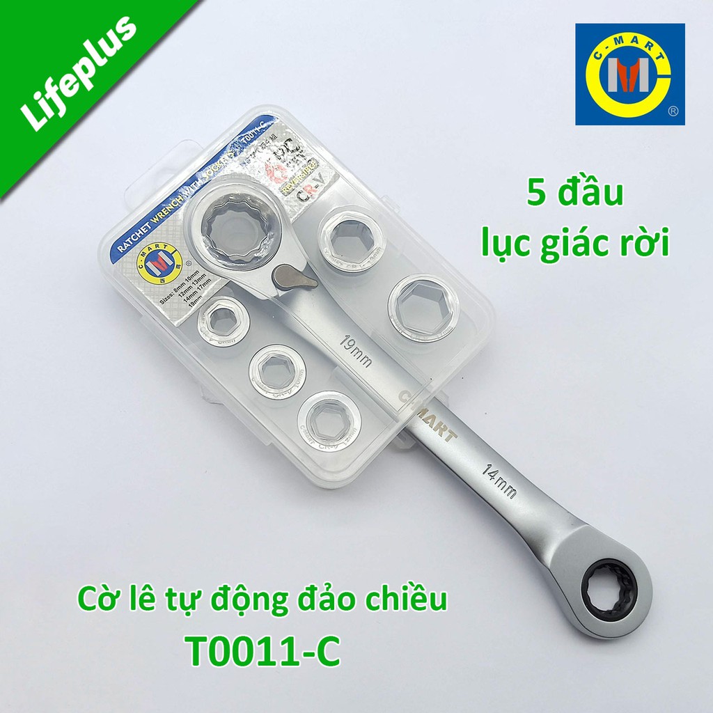 Bộ cờ lê 2 đầu vòng tự động đảo chiều C-mart T0011-C 8-19mm