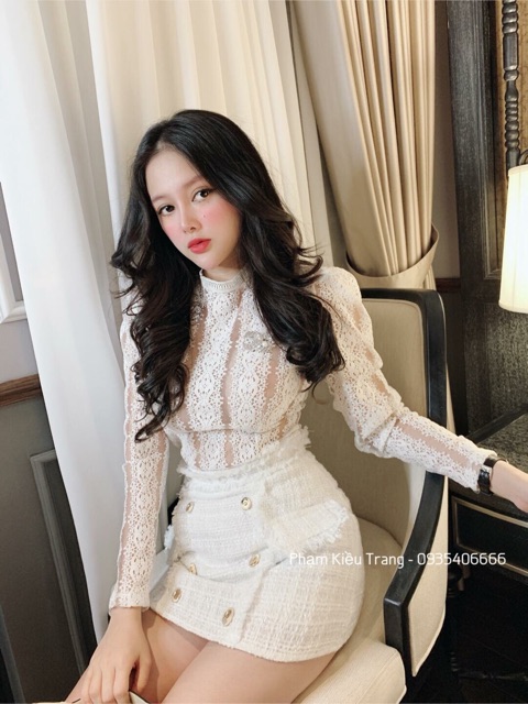 Set áo ren chân váy dạ siêuuuu hóttttt