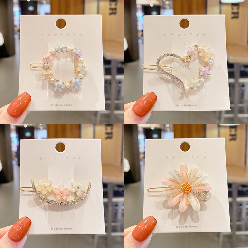 Hàn Quốc Rhinestone Kẹp Tóc Nữ Tóc Mái Bên Kẹp Tính Khí Bên Trên Kẹp